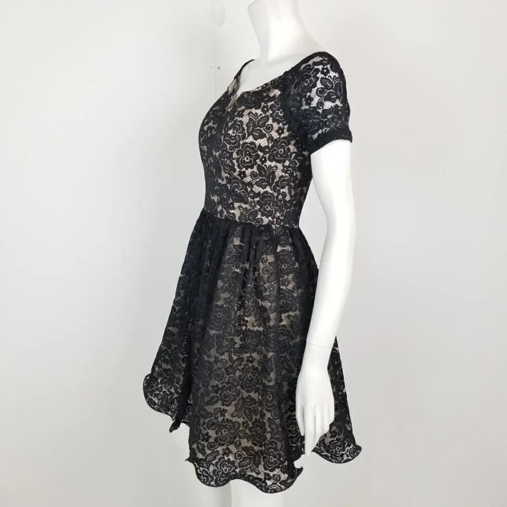 Chi Chi London Floral Lace Fit & Flare Dress Sz 10